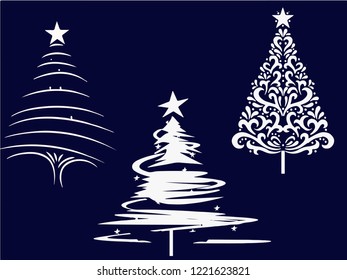 Different vector design for greeting card design template with Christmas tree decoration template