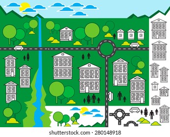 Different vector elements for creating your perfect city. Elements for your pattern, web site design.Object are separeted in layers and groups. 
