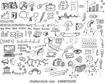 Different vector hand drawn doodles over white background svg