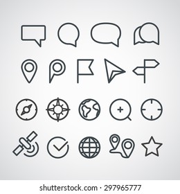 Different vector icons collection. Cartography clip-art