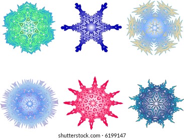 Different vector multicolored snowflakes for your Christmas illustrations