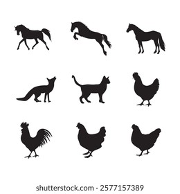 Different  of vector silhouette animals 