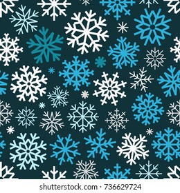 Diferentes copos de nieve vectoriales emiten un patrón sin costura. Ornamento de cristal de hielo vectorial