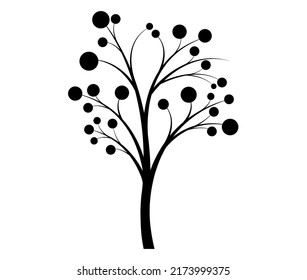 A different version of tree silhouette - vector illustration, A silhouette of a winterberry plant branch with berries, cartoonish 
