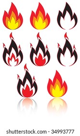 Different versions of a fire, illustration