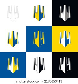 Different versions of the fortress, reminiscent of the Ukrainian trident