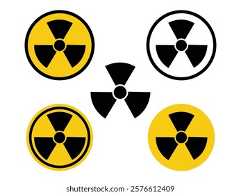 Different versions of the internationally recognized radioactive hazard symbol.