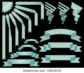 Different versions of ribbons and sticks