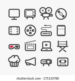 Different video industry icons set with rounded corners. Design elements