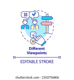 Different viewpoints communication concept icon. Respectful communication abstract idea thin line illustration. Isolated outline drawing. Editable stroke. Roboto-Medium, Myriad Pro-Bold fonts used