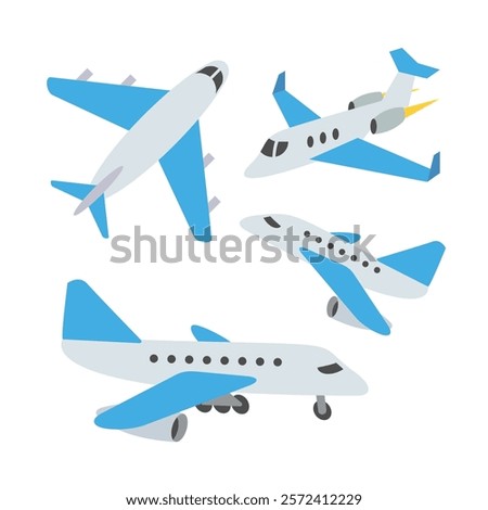 Different views of airplane set