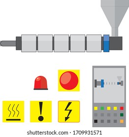 different views of  cylinder in the injection molding machine