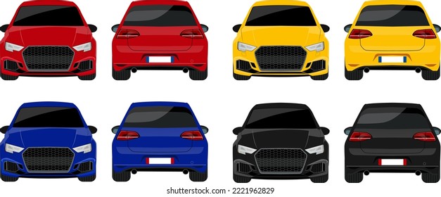 Different views of set modern car