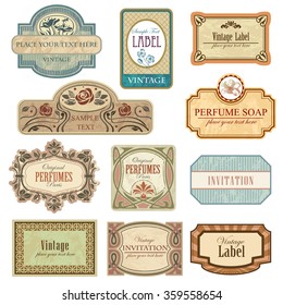 Different vintage art nouveau lables.