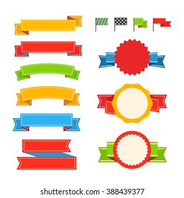Different vintage ribbons set isolated on white. Ready for a text