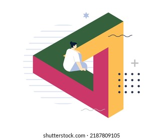 Different vision or opinion concept. Two people point of view or perspective. Diversity in idea and information, subjective visual experience. Flat vector illustration