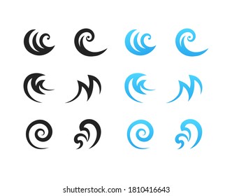 Different water waves logo elements vector template isolated on white background