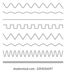 Líneas onduladas diferentes. Forma geométrica. Ilustración vectorial.