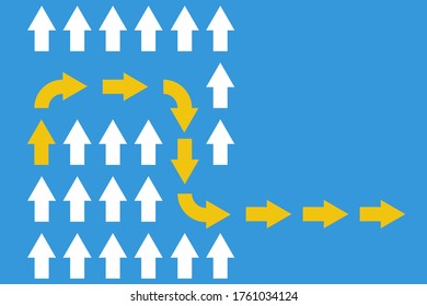 different way across ordinary flow, think differently vector concept