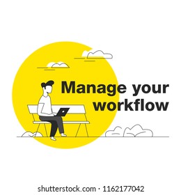 Different ways to use your time with benefit. Vector illustration in black and yellow colors