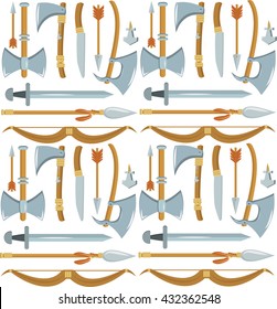 different weapons Vikings on a white background