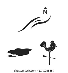 Different weather black icons in set collection for design.Signs and characteristics of the weather vector symbol stock web illustration.