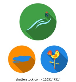 Different weather flat icons in set collection for design.Signs and characteristics of the weather vector symbol stock web illustration.