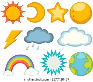 Different weather icons set illustration