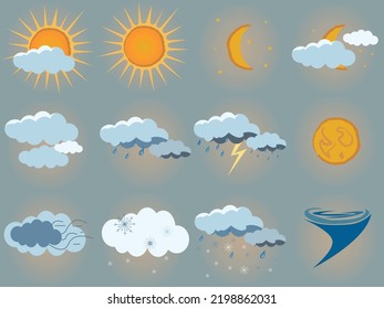 different weather seasons vector icons
