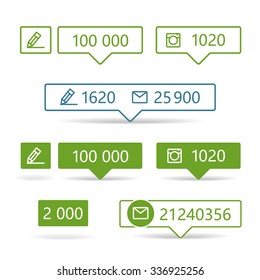 Different web informers. Frames with icons and digits.