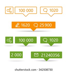 Different web informers. Frames with icons and digits