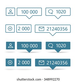 Different web informers. Frames with icons and digits