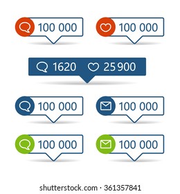 Different web informers. Frames with icons and digits