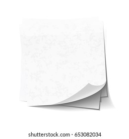 Different white sticky notes in pile isolated on white background