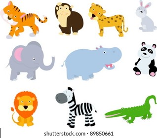  different wild animals cartoons
