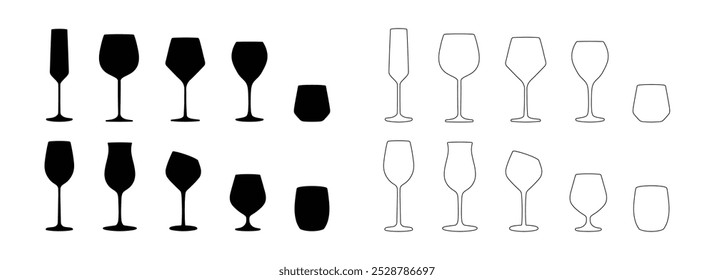 Diferentes copas de vino en las que se puede beber diferentes tipos de vino