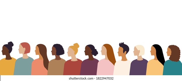 Different Women Border Isolated White Background, Vector Illustration