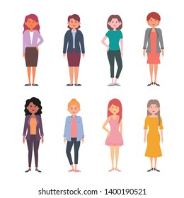 Different women character vector illustration 