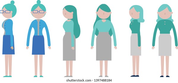 Different women front and side
