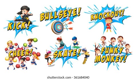 Different word design on splash illustration
