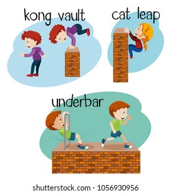 Different words for free running illustration