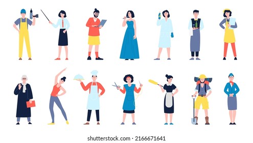 Different Workers Group Variety Occupations Worker Stock Vector ...