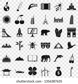 Different world icons set. Simple style of 36 different world vector icons for web for any design