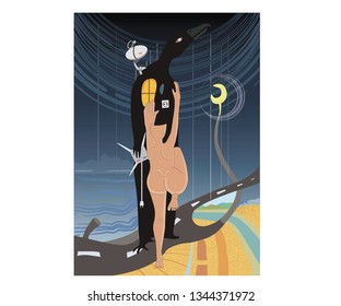 
Different worlds of two beings connected by the same road.