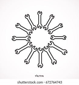 Different wrenches isolated on white, forming a circle.