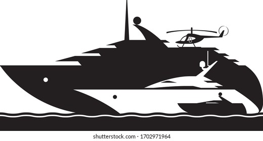 Different yachts in the sea - vector illustration