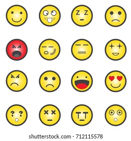 different yellow emotions icons set, vector illustration