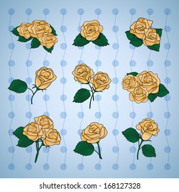 Different Yellow Roses Set - Vector Illustration, Graphic Design Editable For Your Design