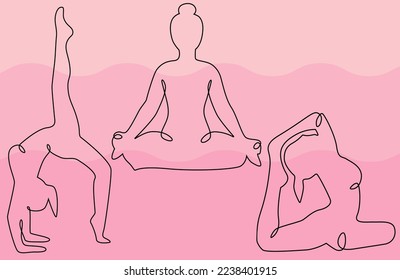 Different yoga poses in line drawings.