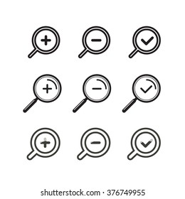 Verschiedene Zoomsymbole setzen. Design-Elemente